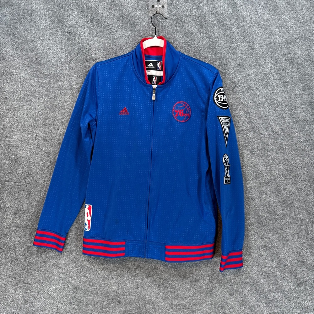 Philadelphia 76ers Track Jacket Youth Large Blue Adidas Full Zip NBA Warm Up